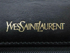 ysl clutch, black patent, embossed, with YSL logo, envelope style. 